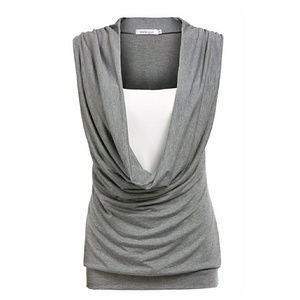 Rouched cowl neck sleeveless tank shirt